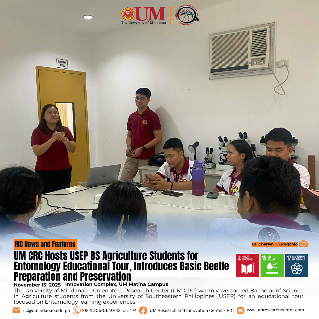 UM CRC Hosts USEP BS Agriculture Students for Entomology Educational Tour, Introduces Basic Beetle Preparation and Preservation